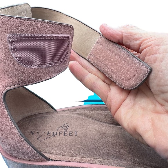 Naked Feet “Renzi” Women’s Blush Suede Wedge Comfort Sandals 9M - Picture 8 of 12